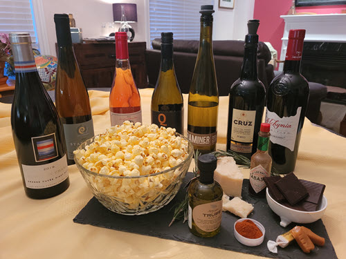 Wine and popcorn pairing. Great combinations to be had!